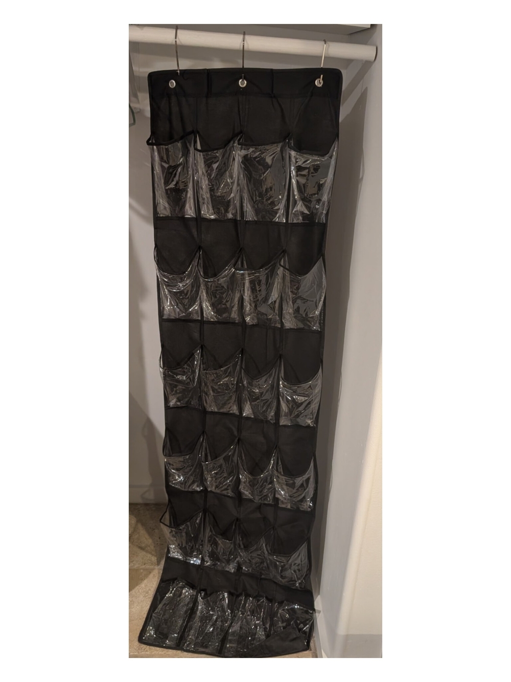 Black Over-Door Hanging Pocket Organizer for Shoes & Accessories